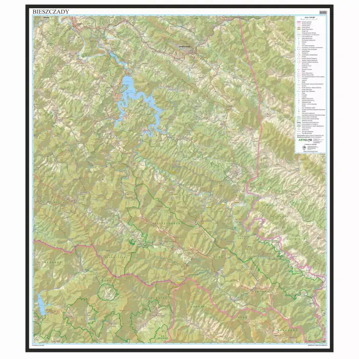 Bieszczady - mapa ścienna, 1:50 000, ArtGlob